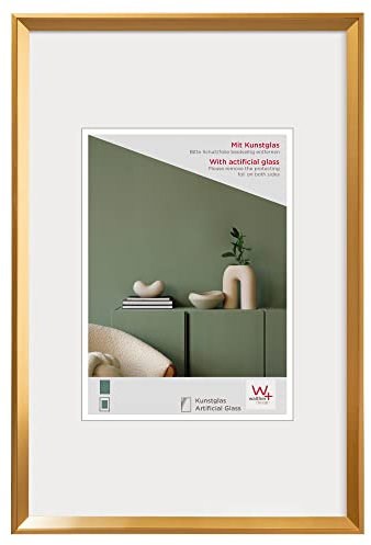 walther design Bilderrahmen Gold 30 x 40 cm mit Kunstglas, Desire Kunststoffrahmen DEX040G