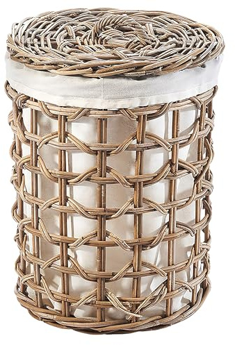 Kobolo Wäschebehälter PLAIT aus Rattan 42x42x54cm 42x42x54 cm Kubu Grey
