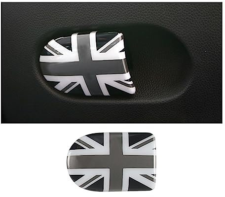 uvcany MINI F55 F56 F57 Union Jack Handschuhfach Aufbewahrungsbox Griffabdeckung Aufkleber Zierkappe für Mini Cooper One/S/JCW F55 Hatchback,F56 Hatchback,F57 Convertible(Union Jack Grau)