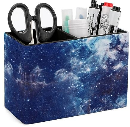 Quteprint Stifthalter, Stiftehalter für Schreibtisch-Organizer, Galaxie, Weltraum, Universum, Sterne, PU-Leder, Stiftebecher, Schreibtisch-Schreibwaren, Aufbewahrung, Make-up-Pinselhalter,