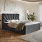 MOTIVENA Aspen Boxspringbett 140x200 mit Bettkasten und Topper, Polsterbett 140x200 mit Bettkasten, Taschenfederkern-Matratze (H3), T28 Komfortschaumstoff Topper (H3), Samt, Grau (Anthrazit)