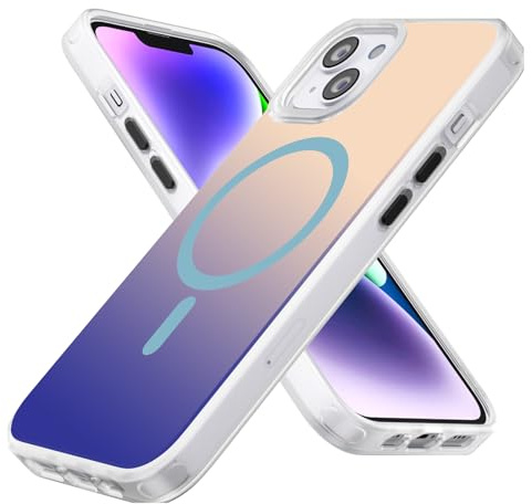 AUROX Magnetic Case for iPhone 14 Case, Compatible with MagSafe, Blue | Shockproof Military-Grade Protection Phone Case, Iridescent Translucent Matte Slim Protective Phone Cover