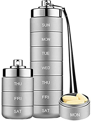 Laumcahre Tabletten-Organizer Aus Metall für die Woche, Stapelbare, Wasserdichte -Pillendose, Pillendose, 7-Medizin-Organizer,