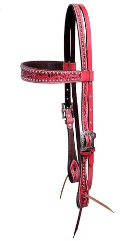 BLACK HOOF Halfter aus amerikanischem Leder mit silberfarbenen Punkten, Pink / Türkis