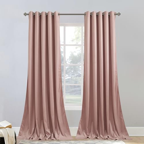 StangH Elegante Samtvorhänge, Altrosa, 213,4 cm lang, für Mädchenzimmer, weiche Privatsphäre, leicht dimmbar, Fenstervorhänge für Wohnzimmer, klassische Paneele für Hochzeitshintergründe, B 62 x L 84,