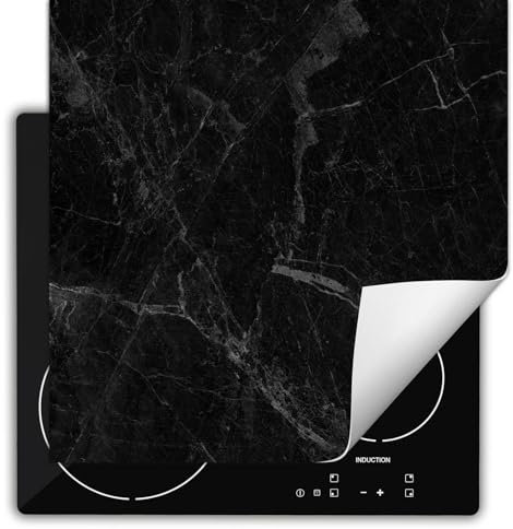 SMTDeco herdabdeckplatte Induktionsmatte herdabdeckung ceranfeld abdeckplatten für ceranfelder induktionskochfeld schutzmatte 60x52 cm Marmor Stein Schwarz