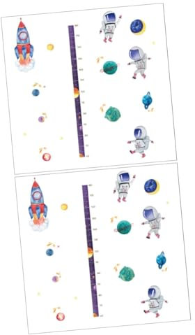 SAFIGLE 2sätze Wandtattoo Astronauten-wachstumsmaß Für Kinderzimmer Selbstklebender Höhenmesser Dekoration Für Weltraum-kinderzimmer Abnehmbar Wiederverwendbar Zur Aufzeichnung Des