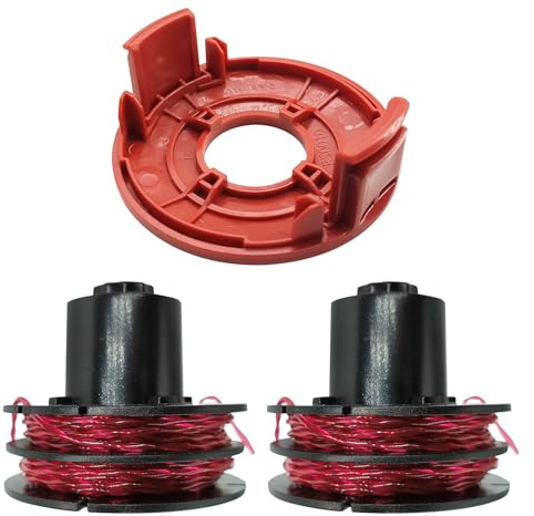 QENETY Ersatzspule, Rasentrimmerspule, Ersatz für AL-KO 112966, 1,6 mm, 8,3 m Spulenschnur, kompatibel mit GTE 350, GTE450, GTE550-4003718045727 (2 Spulen + 1 Kappe)