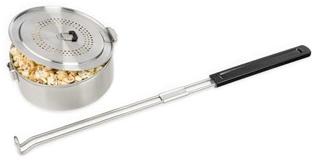 Solo Stove Lagerfeuer Popcorn Maker Edelstahl Popcorn Popper Feuerschale Zubehör 3 Quart Kapazität Höhe 10,2 cm Länge 86,4 cm Durchmesser 19,7 cm Gewicht 1,3 kg