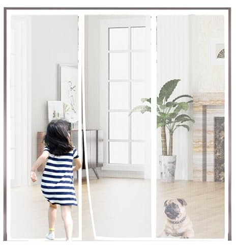 Magnetica per Zanzariera 295x245cm Zanzariere Magnetiche Si Chiude da Sola con Strisce Adesive per Porte d'Ingresso,Porte Bianco