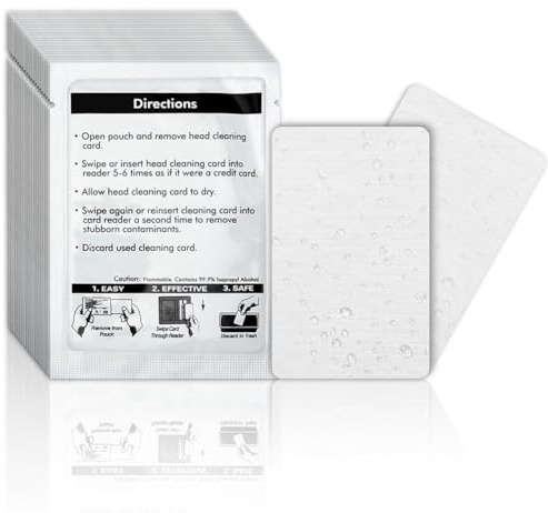 Pojedehy Card Reader Cleaning Cards - Dual Side Credit Card Reader Cleaner, CR80 Card Reader Cleaner POS Cleaning Cards (25PCS) Easy Install