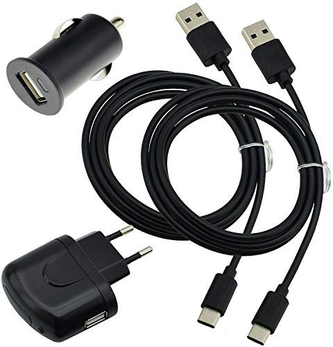 4 in 1 Zubehör Set kompatibel mit AGM H6 Lite 2X USB Typ C Datenkabel / 1x Netzadapter Ladegerät / 1x KFZ Adapter (Suncase-Store) USB C Netzteil Ladekabel