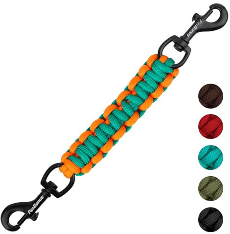 PetBonus Hundehalsband Clips, handgefertigtes Sicherungsband für Hundegeschirr, Stachelhalsband, doppelendiger Leinenverbinder (Türkis, Orange)