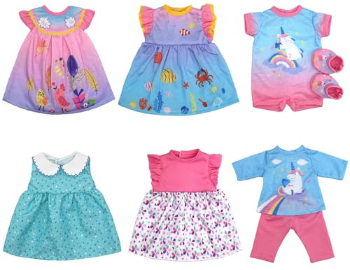 Puppenkleidung für 30-40 cm New Born Baby Puppen, Kleidung Bekleidung Outfits 6er-Pack (Keine Puppe)