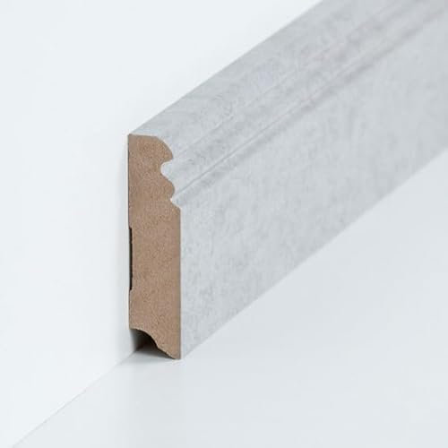 PROVISTON Plinthe en MDF - 19 x 80 x 2500 mm - Noyau en MDF - Gris - À coller, visser et clouer - 2,5 m - 1 pièce