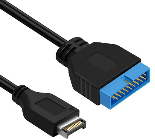 Thzzhnno Cavo di prolunga USB 3.0 19/20 pin Maschio a USB 3.1 tipo E Maschio intestazione cavo adattatore per scheda madre 0,3M