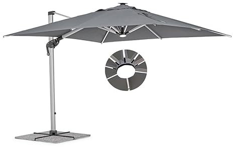 Bonussi Ombrellone da Giardino Decentrato con LED 3x3m Roma Light Grigio