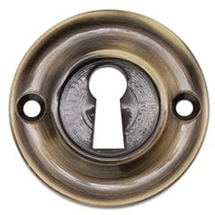 Infinity Decor Copertura per serratura della porta in ottone massiccio, stile vintage, sottile, standard, con finitura in ottone anticato, per porte anteriori, 42 mm