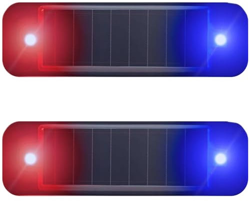 DINOWIN Solar Simulierter Autoalarm Auto simulierter Dummy Alarm LED Licht alarmanlage attrappe Blinklampe für Auto Motorrad Blinklichter (Rot/Blau)