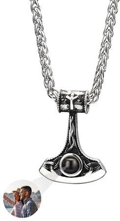yrozvw Personalized Necklace Customized Necklace for Men Bat Fishing Hook Knife Sword Gate Steampunk Gear 925 Sterling Silver Father Couple Gift
