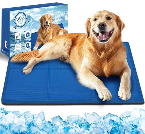 Bamda Kühlmatte Hund 110x70cm. Extra Große Sofortige Selbstkühlmatte für Hunde, Ungiftiges Gel, Langlebige Kratzfeste Oberfläche, Pet Cool Pad für Kisten und Betten Perfekt für Heißen Sommer【XL】