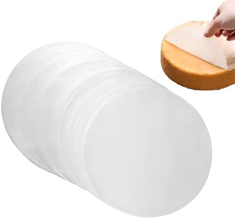 AIVEKE 100 Pcs Round Parchment Paper - 8 Inch Baking Parchment Circles Non Stick Cake Liners Greaseproof Waterproof Circles Baking Papers White Baking Liners for Baking Cooking Steaming BBQ