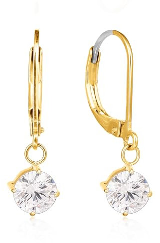 Limerencia G23 Titan Leverback Hängen Ohrringe für Damen Mode F136 Titan Tropfen Ohrringe Hypoallergene Schmuck Geschenk(8mm Gold)