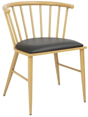 Bolero Harrowdene Padded Metal Side Chairs Wood Effect, 2 Pack | Commercial hospitality chair set brings practical comfort to kitchen and living room zones with an easy-to-clean design.