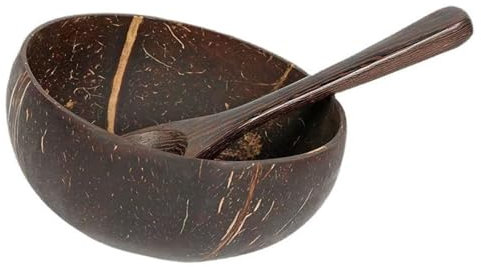 JUYAXIN Artis Kokosnuss-Schalen-Löffel-Set zum Essen für Themenpartys