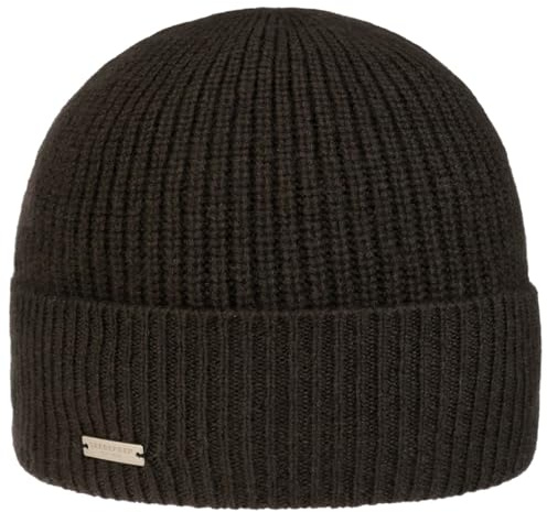 Seeberger Sporty Kaschmir Wintermütze Damen/Herren - Wintermützen Strickmützen Wollmütze mit Umschlag Winter Herbst-Winter