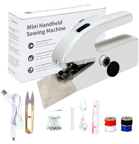 Mini macchina da cucire con accessori da cucito, macchina da cucire portatile ricaricabile, strumento elettrico portatile per punto rapido per uso domestico,per cucire vestiti,tende,fai da te e viaggi