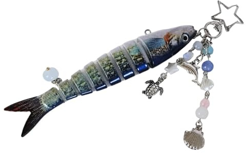 Uonguon Fish Keychains, Wallet Charm Pendant, 6.89x1.18x0.79 Inches Aesthetic Purse Accessory, Cute Fish Decoration for Women’s Backpack Handbag Key Ring Holder Bag Decor Presents