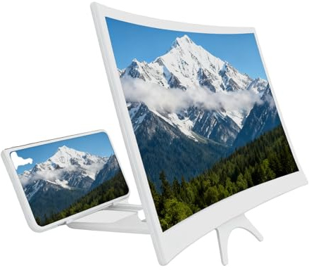 Handy-Bildschirmlupe | 30,5 cm (12 Zoll) faltbarer, gebogener Projektor | 3D-HD-Video-Verstärker-Ständer | für Senioren, Videoansehen, Filme, Nacht, Zuhause, Reisen, Pause, Party