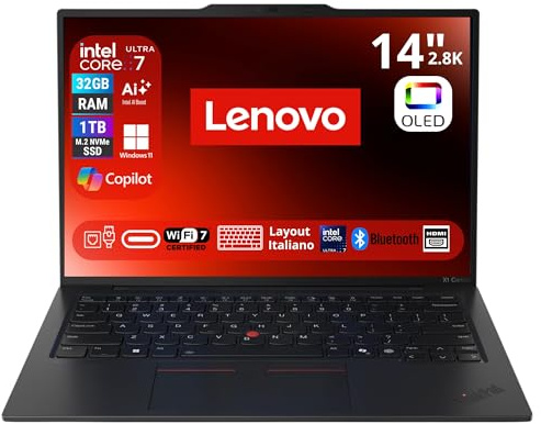 Lenovo Notebook Business ThinkPad X1 Carbon Gen 13 Aura Edition, Intel Core Ultra 7-258V, NPU, OLED Display 14 2.8k 32GB LPDDR5x, NVMe Windows 11 Pro + Office 2024, 10-in-1 Docking Station inklusive