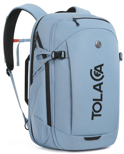 Tolaccea Business Laptop Reiserucksack Handgepäck Rucksack Flugzeug 32L | Wasserabweisende Nachhaltiges RPET, Wasserdichte YKK-Reißverschluss, EVA-Schutzfach für 15,6'' Laptops, 10L Nassfach