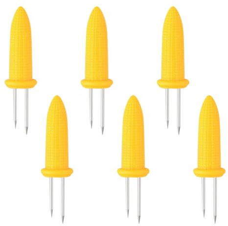 Lotsdonxia 6-Pcs Stainless Steel Corn Holders – Compact BBQ Skewers with Ergonomic Handles for Grilling & Kitchen Use