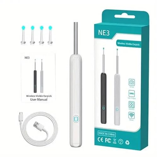 Ear Wax Removal Tool Camera, Ear Cleaner with Camera and 6 LED Light, 1080p HD Ear Scope, Ear Cleaning kit for iOS & Android (White)
