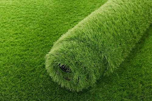 AKCILA Kunstrasen 400x500 cm outdoor für Balkon und Garten, Artificial Grass Majorka outdoor 33mm Kunstrasen grün, Wasserdurchlässig Kunstrasen Rollrasen mit Meterware für Terrasse