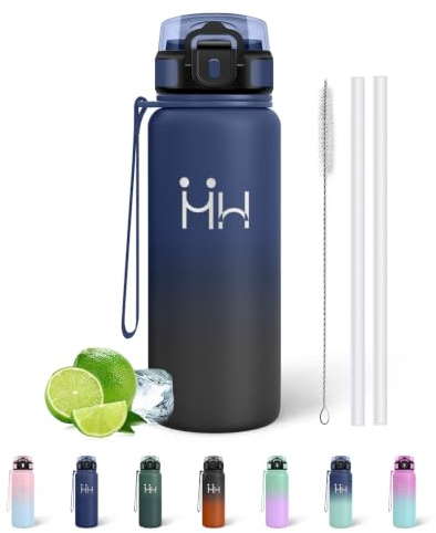 Mujigaga Botella Agua Acero Inoxidable 750ml, Botella Termica Sin BPA, Cantimplora Termica, con Pajita, A Prueba de Fugas, Reutilizable Cantimplora para Ciclismo, Hogar, Gimnasio
