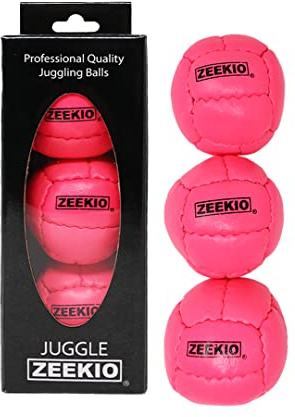 Zeekio Galaxy Jonglierball – professionelle Qualität – geeignet für alle Niveaus und Altersgruppen – Premium-Echtleder-Ball mit 12 Paneelen – langlebig – 130 g, 67 mm – 3er-Set – Rosa