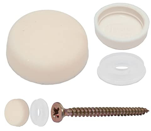 Pack of 50 x Crystal White SNAP-ON Two Piece Dome Screw Cover CAPS - Large CAPS & Bases