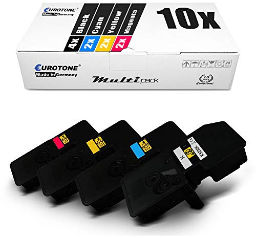Eurotone 10x Toner für Kyocera Ecosys P 5026 wie TK-5240 TK5240 Set Schwarz Blau Rot Gelb