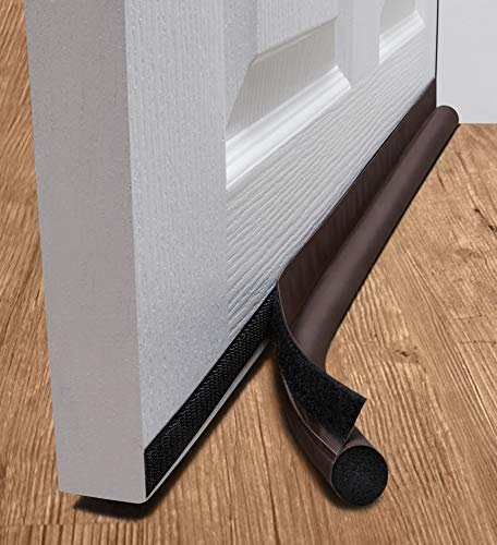 deeToolMan - Tope para Puerta (36 Pulgadas), Aislante de Puerta de una Cara/Cierre Autoadhesivo de Velcro, se Adapta a la Parte Inferior de la Puerta/bajo puerta (marron)