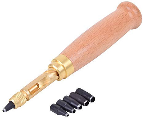iPobie Perforatrice Automatica,Punzone Utensili in Pelle,6 Punte di Dimensioni,Strumento Pelle Punzoni Coltello per la Lavorazione del Cuoio o della Carta