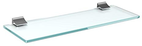 bijon Glasregal Glasablage Wandregal Glas Bad-Regal Glas Badezimmer Regal Badablage Ablageregal - 8mm Hartglas, 50 x 15 cm, Milchglas + Halterung D - Chrom Glanz Optik
