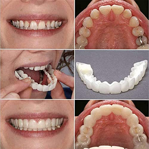 Ulat 5PCS Veneers Snap-In Zähne Gefälschte Zahn-Lächeln Gezahnt Zahnersatz Zähne Oben Comfort Fit Flex Gebiss Zahnspangen Zähne Sockel Make Weiß Zahn Schöne Ordentlicher