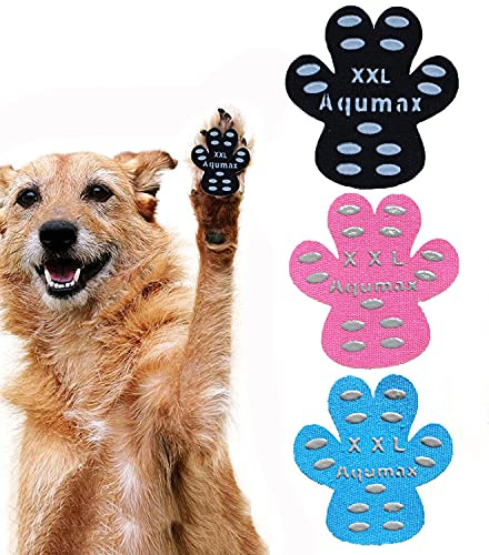 Aqumax Hundepfotenschutz, Anti-Rutsch-Pads, Zehengriffe für ältere Hunde, Pfotengriffe, Traktionspads für rutschige Hartholzböden, Essentials für ältere Hunde, 12 Sets (48 Stück), XXL, mehrfarbig