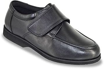 Chums Men's Leather Extra Wide Fit Touch Fasten Shoe Black 12 UK