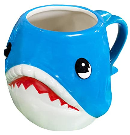 Crockery Critters Mug from Deluxebase – Shark Mug, Hand-Painted Animal Shaped Mug for Tea or Coffee. Fun Novelty Gift for Adults or Kids, Ceramic Homeware & Cute Kitchen Accessories.
