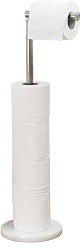 Toilet Paper Holder Stand Tissue Roll Holder with Modern Heavy Marble Base, Free Standing, SUS304 Stainless Steel (Brushed Nickel)